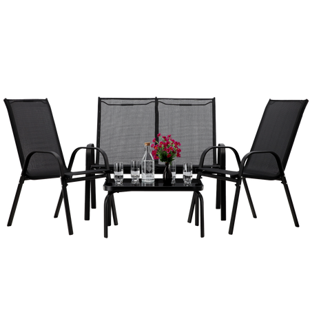 SET DE MOBILIER PENTRU GRĂDINĂ CU MASĂ - NEGRU*6397