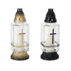 CANDLE 30CM/40H SQUARE SEQUINS CROSS BLACK/GOLD PACK=7PCS*6756