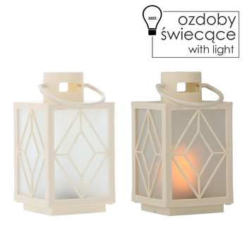 VÁNOČNÍ LAMPA 11 x 11 x 20,5 CM S LED NÁPLNÍ BÍLÁ *2553