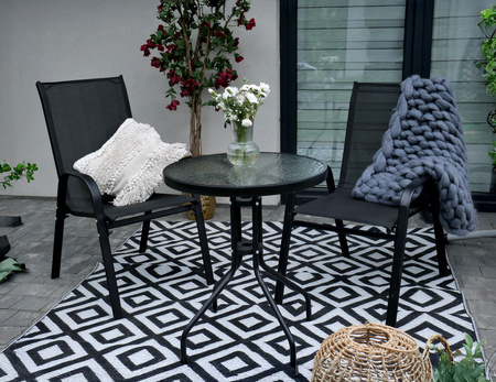 BALCONY FURNITURE SET - 2 CHAIRS + TABLE - BLACK