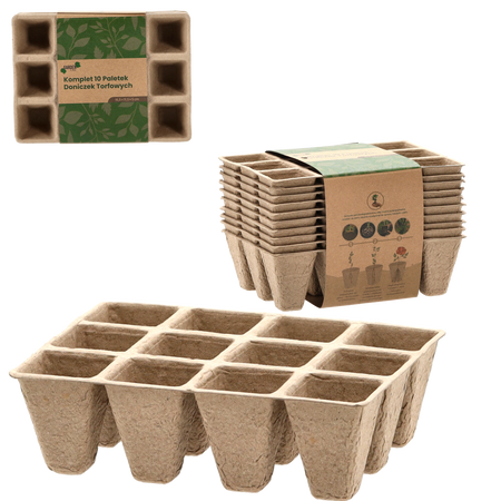 KPL.10 KS PALETKY RAŠELINOVÝCH KVĚTINÁČŮ 15,5 x 11,5 x 5CM *8488