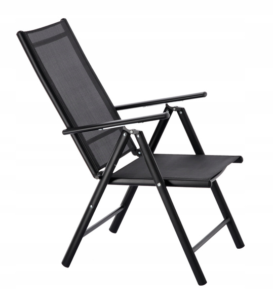 KRZESŁO OGRODOWE SKŁADANE ALUMINIUM 66 x 56 x 107 CM CZARNE *3507