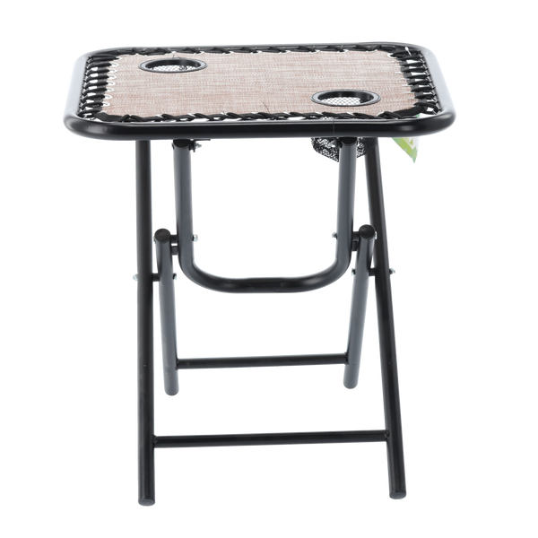 STÓŁ TURYSTYCZNY SKŁADANY 50 x 50 x 50 CM Z UCHWYTAMI NA NAPOJE BRĄZOWY *2746