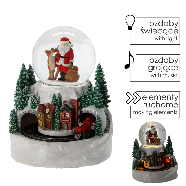 CHRISTMAS MUSIC BOX LED WINTER TOWN WITH SNOW GLOBE