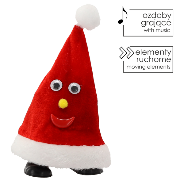 CZAPKA MIKOŁAJA CHODZĄCA - GRAJĄCA 20,5 CM *7023