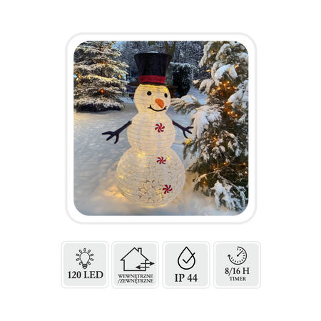 CHRISTMAS DECORATION - SNOWMAN LED 1,5 M 120L IP44