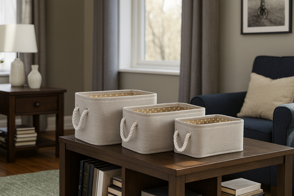 ZESTAW 3 ORGANIZERÓW PROSTOKĄTNYCH BEŻOWY