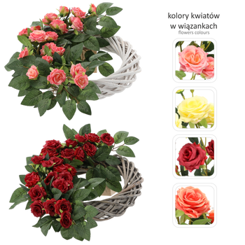 BUCOVINA CH-30 (LARG. 45 CM, ÎNĂLȚIME 30 CM) CORONĂ CU ROSE MIX CULOARE