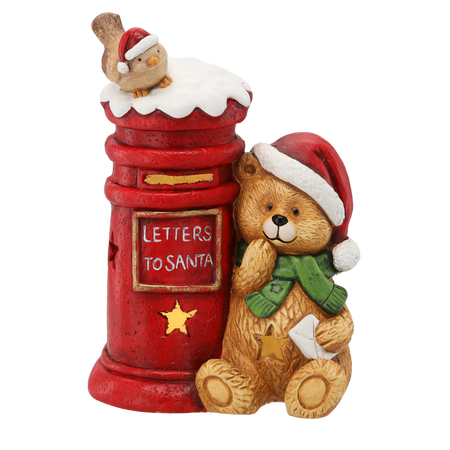 FIGURKA BOŻONAR. - MIŚ ZE SKRZYNKĄ NA LISTY 27 X 18 X 37,5 CM LED *1018