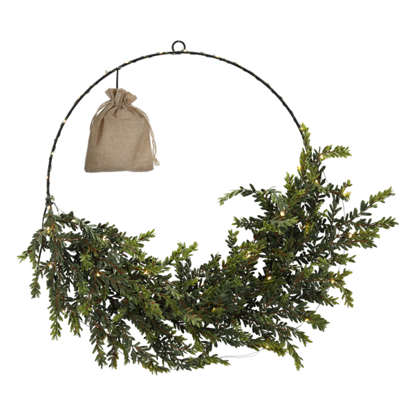 CHRISTMAS WREATH 45 CM WITH PINE LED pack=12pcs