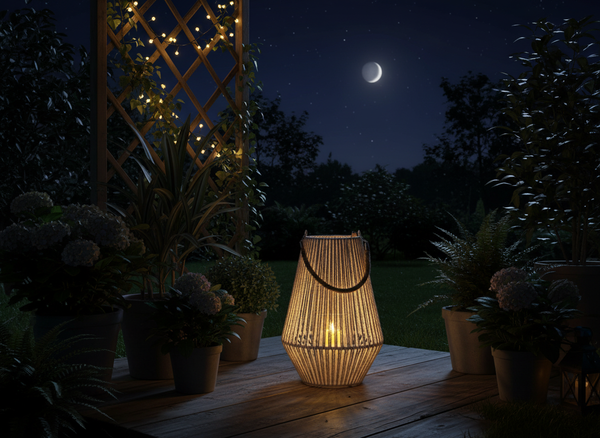 LAMPION H-35 CM BIAŁY Z WKŁADEM SZKLANYM