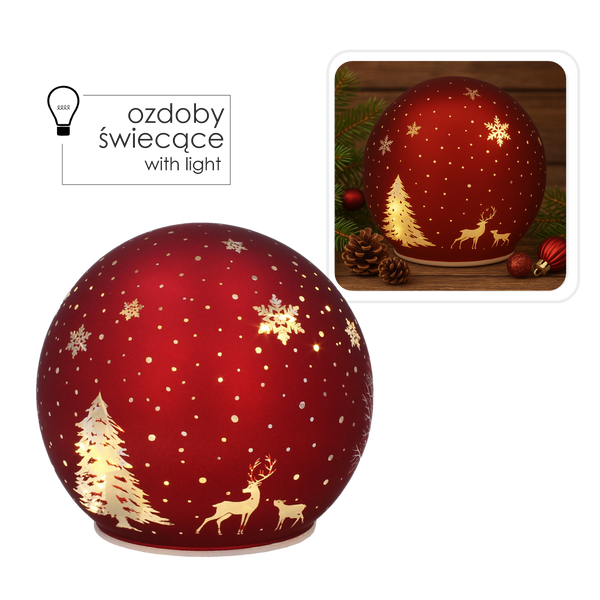 GLASS BAUBLE - RED CHRISTMAS TREE 12 x 11 CM