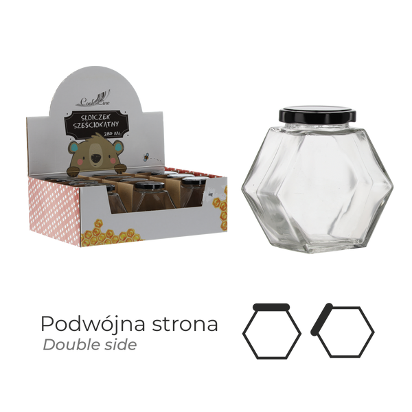 ŠESTIUHOLNÍKA SKLENICA S VEKOM 280 ML DISPLAY=12ks *5192