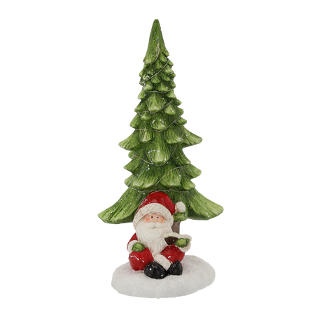 FIGURKA BOHOSLUŽEBNÁ – MIKULÁŠ S LED VIANOČNÝM STROMČEKOM 19,5 x 20,5 x 43 CM balenie=1 ks *5159