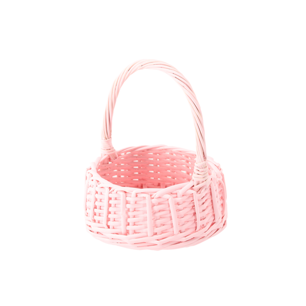 RATANOVÝ KOŠ 19 x 19 x 8,5/23 CM S RÚČKOU - RUŽOVÝ *8314