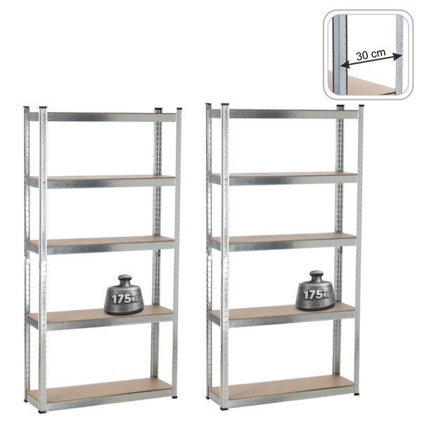DOUĂ RAFTURI 5-LEVEL 90x30x180 CM ÎNCĂRCĂTURĂ POLICĂ: 175 KG*0885