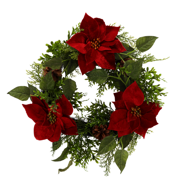 UMĚLÝ KVIET - VENEC S POINSETTIÍ 50 CM balení=2 kusy *3276