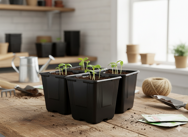 SET OF 5 PLASTIC POTS 11 X 11 X 12 CM