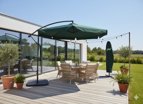 PARASOL OGRODOWY 3 M ZIELONY "BANANA" Z POKROWCEM 