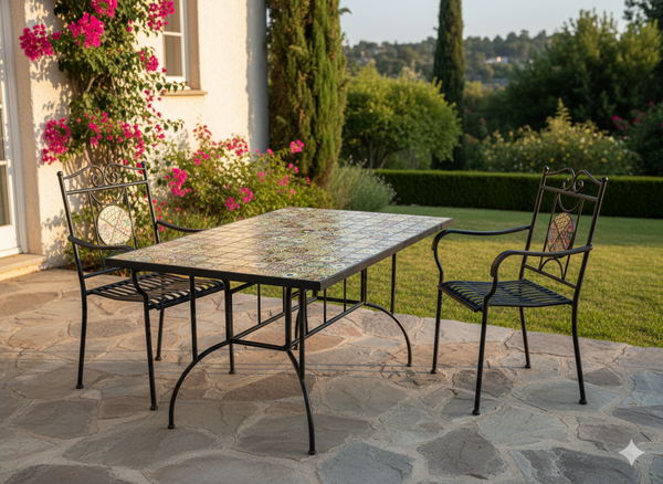 STOLIK OGRODOWY MOZAIKOWY 150 x 80 x 74 CM PROSTOKĄTNY