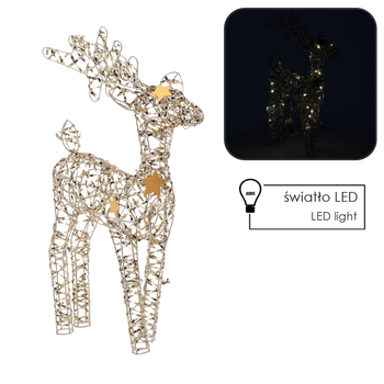CHRISTMAS DECORATION - LED REINDEER 50 CM CHAMPAGNE GOLD