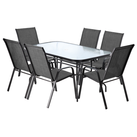 SET DE MOBILIER PENTRU GRĂDINĂ - MASĂ 150 x 90 x 70 cm/NEO2286/ + 6 SCAUNE 54 x 72 x 96 cm/NEO3685 X 3/