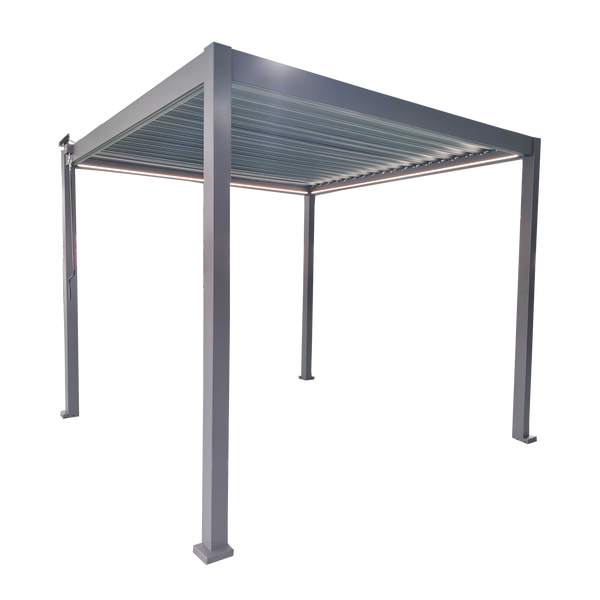 PERGOLA OGRODOWA ALUMINIOWA SZARA LED 3 x 3 x 2,5 M