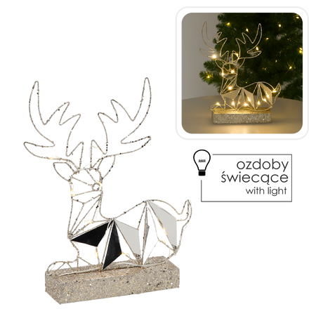 OZDOBA ŚWIĄTECZNA - RENIFER LED SIEDZĄCY 38 CM GEOMETRYCZNY *6321