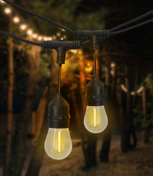 GIRLANDA OGRODOWA ZE STEROWNIKIEM 12 V DŁ. 0,6 + 14,4 M FILAME 15 LED CIEPŁY BIAŁY Z UCHWYTAMI *1267