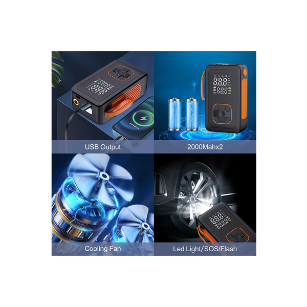 PRZENOŚNA POMPKA AKUMULATOROWA / POWERBANK 7,4 V DO SAMOCHODU / ROWERU / PIŁKI *2596