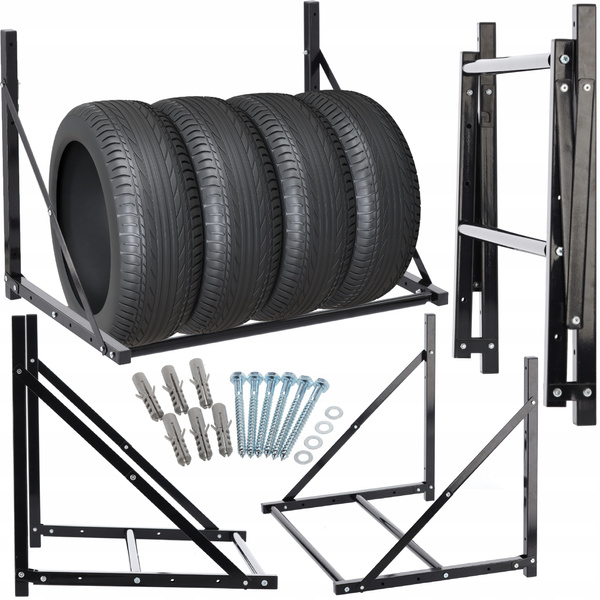 WISZĄCY REGAŁ NA OPONY UDŹWIG DO 100 KG 56 x 50 x 80-120 CM *5196