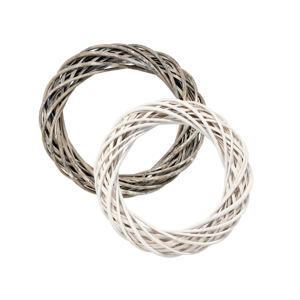WICKER WREATH 35 CM WHITE / GRAY