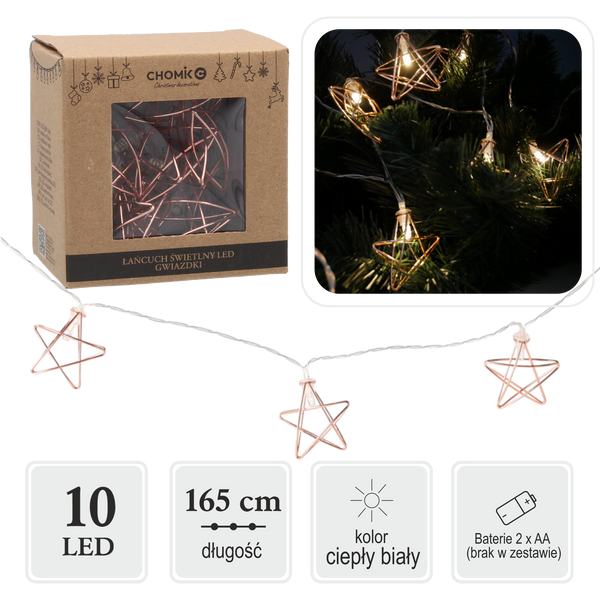 LED LIGHT CHAIN STARS 10 L WARM WHITE
