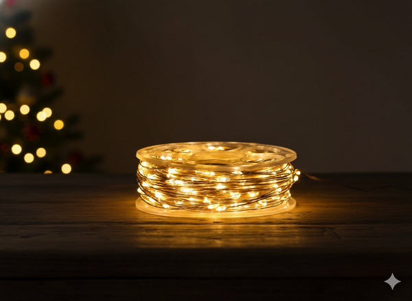 LAMPKI LED DRUCIKI NA SZPULI 500L CIEPŁY BIAŁY, DŁ. 3 + 50 M *8523