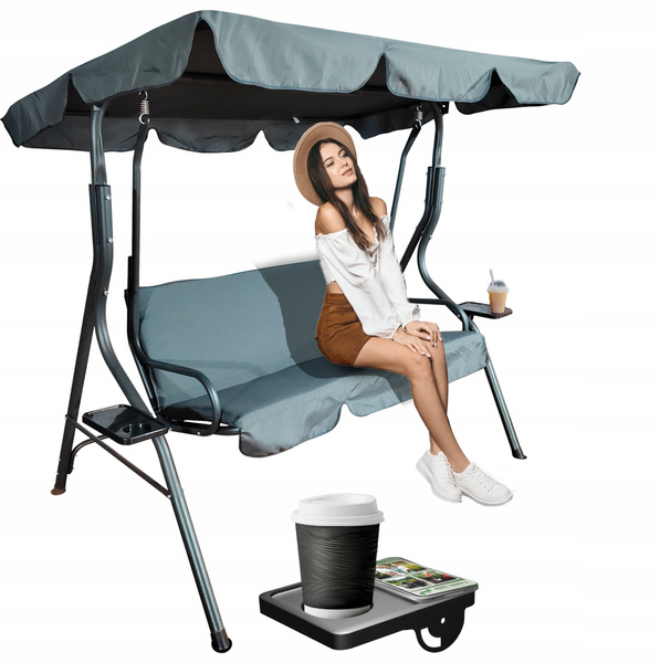 LEAGĂNA DE GRĂDINĂ 170 x 110 x 153 cm ANTRACIT FĂRĂ POD. CU SUPPORTURI PENTRU CEAȘCĂ *3088