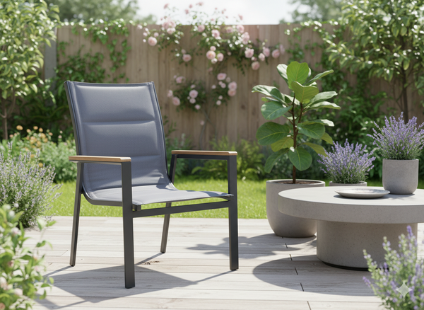 KRZESŁO ALUMINIOWE OGRODOWE POLYWOOD 64 x 55 x 91 CM CIEMNE SZARE