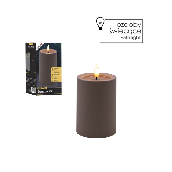 LED CANDLE GREY 7 X 10 CM