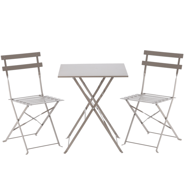 SET DE MOBILIER DE GRĂDINĂ GRI (MASĂ PATRATĂ + 2 SCAUNE) *5165