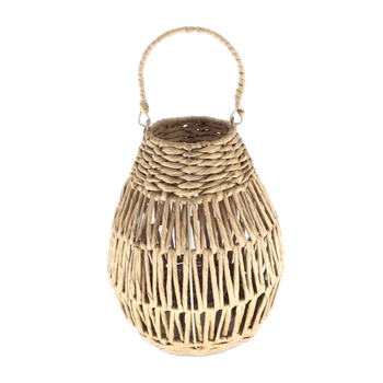 LAMPION 29 x 37 CM S SKLENĚNOU NÁPLNÍ - PŘÍRODNÍ *3179