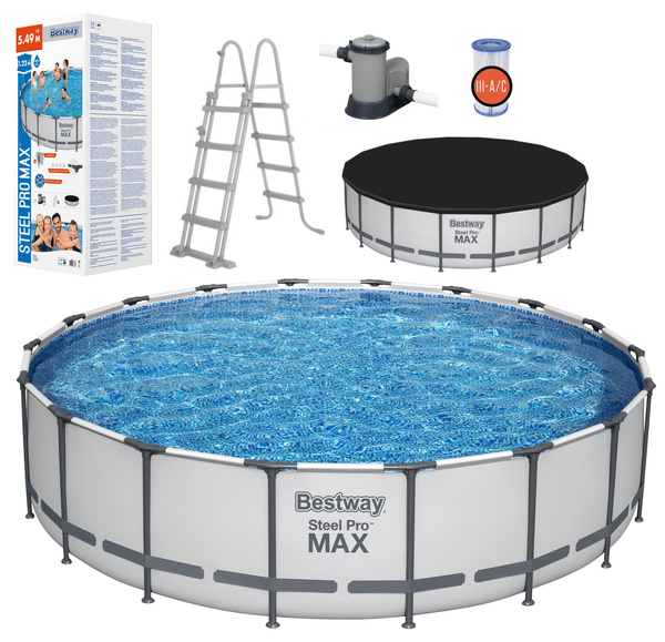 PISCINĂ CU CADRU 5,49 X 1,22 M (PISCINĂ, POMPĂ DE FILTRARE, SCARĂ, CAPAC) *3138 *3784 *8385