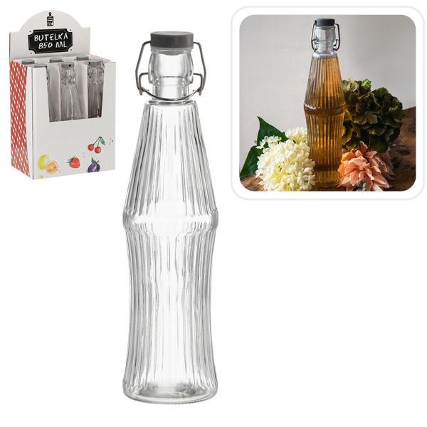 STICLĂ 850 ML ROTUNDA CU CORK MECHANIC disp=6buc *0598