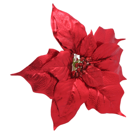 ARTIFICIAL FLOWER - POINSETTIA 25 CM ON CLIP RED