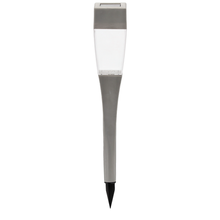 SOLÁRNA LAMPA NEDA 4,9 x 4,9 x 38 CM STRIEBORNÁ PRIESVITNÁ/ ČIERNA DYMOVÁ STUDENÁ BIELA disp=24ks *4269