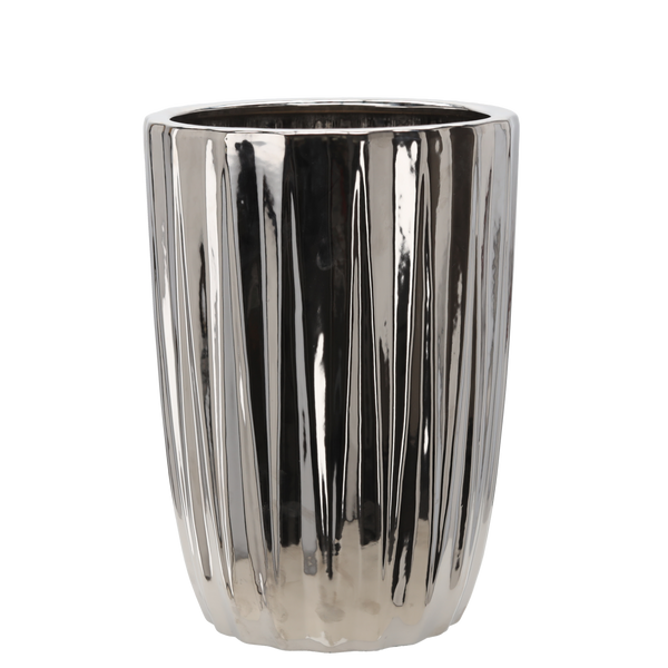 VAZĂ CERAMICĂ PENTRU GHIVECI 31,5 x 31,5 x 44,5 CM CU DUNCA ARGINTIE *3451
