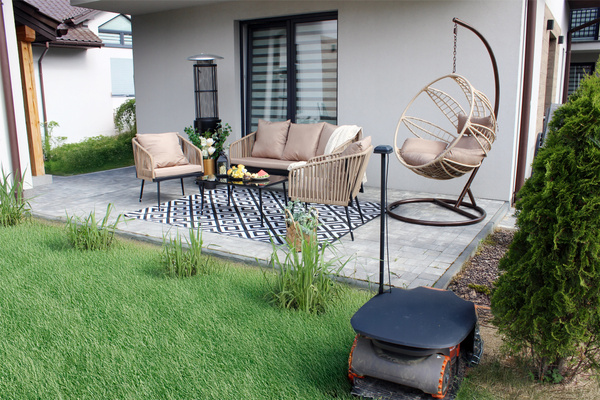 SADA ZAHRADNÍHO NÁBYTKU Z PLETENÉHO PÁSMA (2 KŘESLA + SOFA + STŮL) - BEZOVÁ, POLŠTÁŘE - BEŽOVÉ *8517