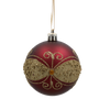 SET OF 6 CHRISTMAS BAUBLES DARK RED 7 CM