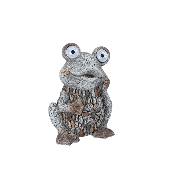 FIGURKA OGRODOWA - ŻABA ZE ŚWIECĄCYMI OCZAMI 14 x 12 x 18,5 CM LED opak=4szt *7942