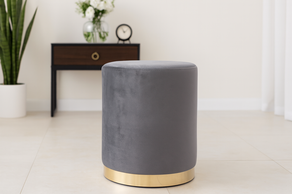 ROUND POUF 28 X 42 CM DARK GREY