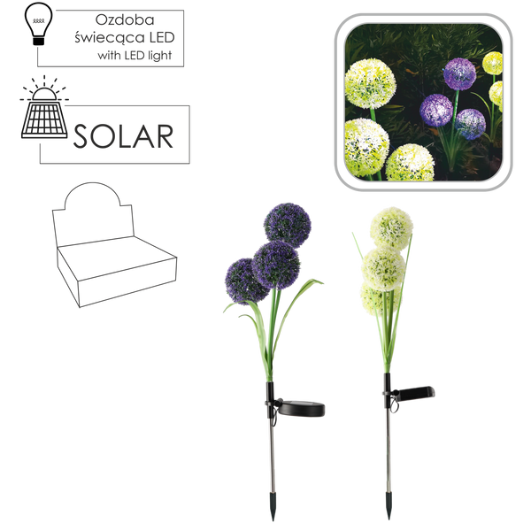 SOLÁRNA LAMPA H 68 CM CESNÁK OZDOBNÝ 30 LED TEPLÁ BIELA ZMES FARIEB disp=12ks *4651