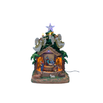 CHRISTMAS MUSIC BOX LED NATIVITY SCENE WITH TREE